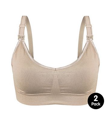 Ana Wiz Soft & Comfortable Large Wireless Nursing Bra 2Pc Beige