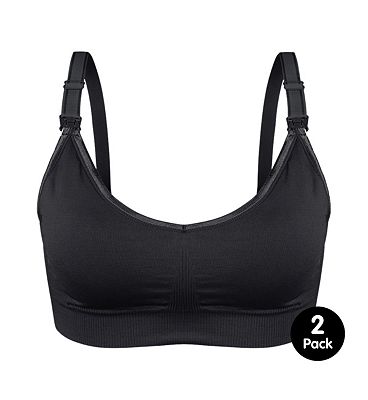 Ana Wiz Soft & Comfortable Large Wireless Nursing Bra 2Pc Black