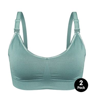 Ana Wiz Soft & Comfortable Large Wireless Nursing Bra 2Pc Green