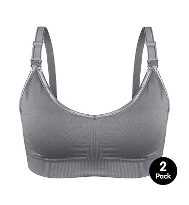 Ana Wiz Soft & Comfortable Large Wireless Nursing Bra 2Pc Grey