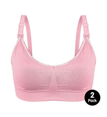 Ana Wiz Soft & Comfortable Large Wireless Nursing Bra 2Pc Pink