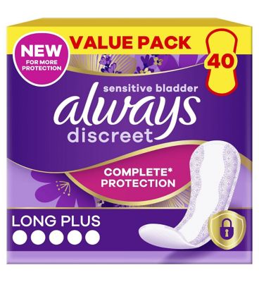 Always Discreet Incontinence Liners Women Long Plus x40 - Boots Ireland