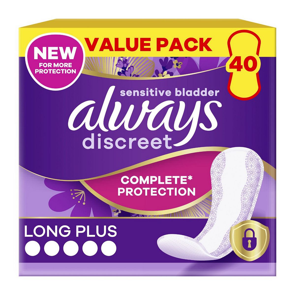Always Discreet Incontinence Liners Women Long Plus X40