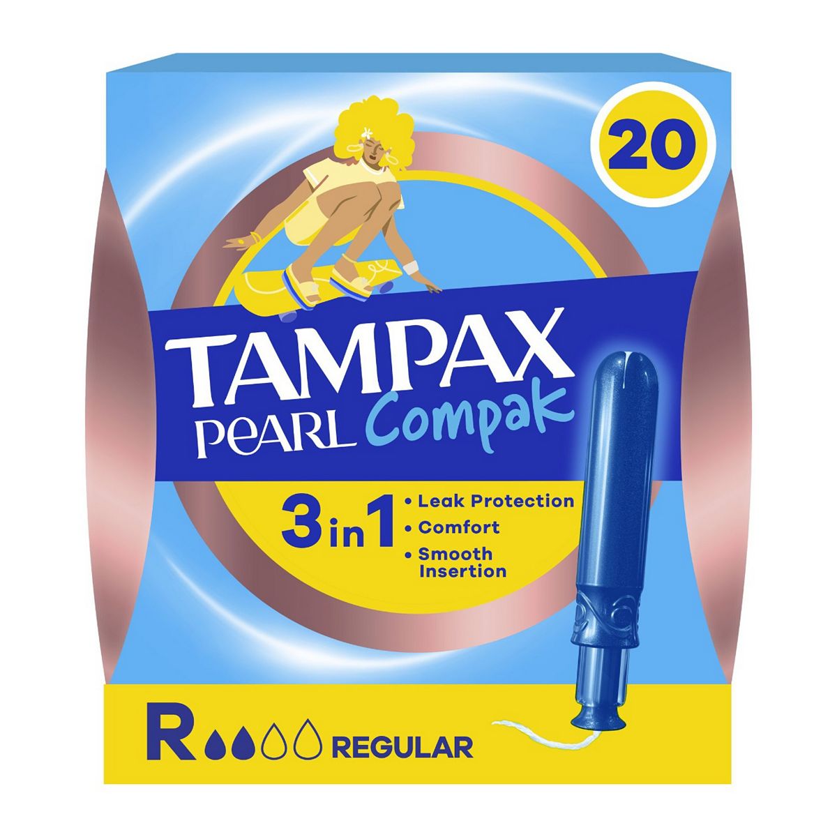 Tampax Pearl Compak Regular Tampons With Applicator X20