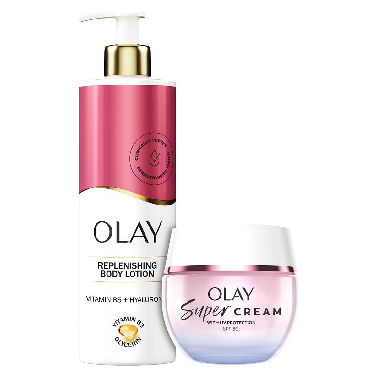Olay Super Bundle Hyaluronic Acid Body Lotion 500Ml & Cream Spf30 50ml