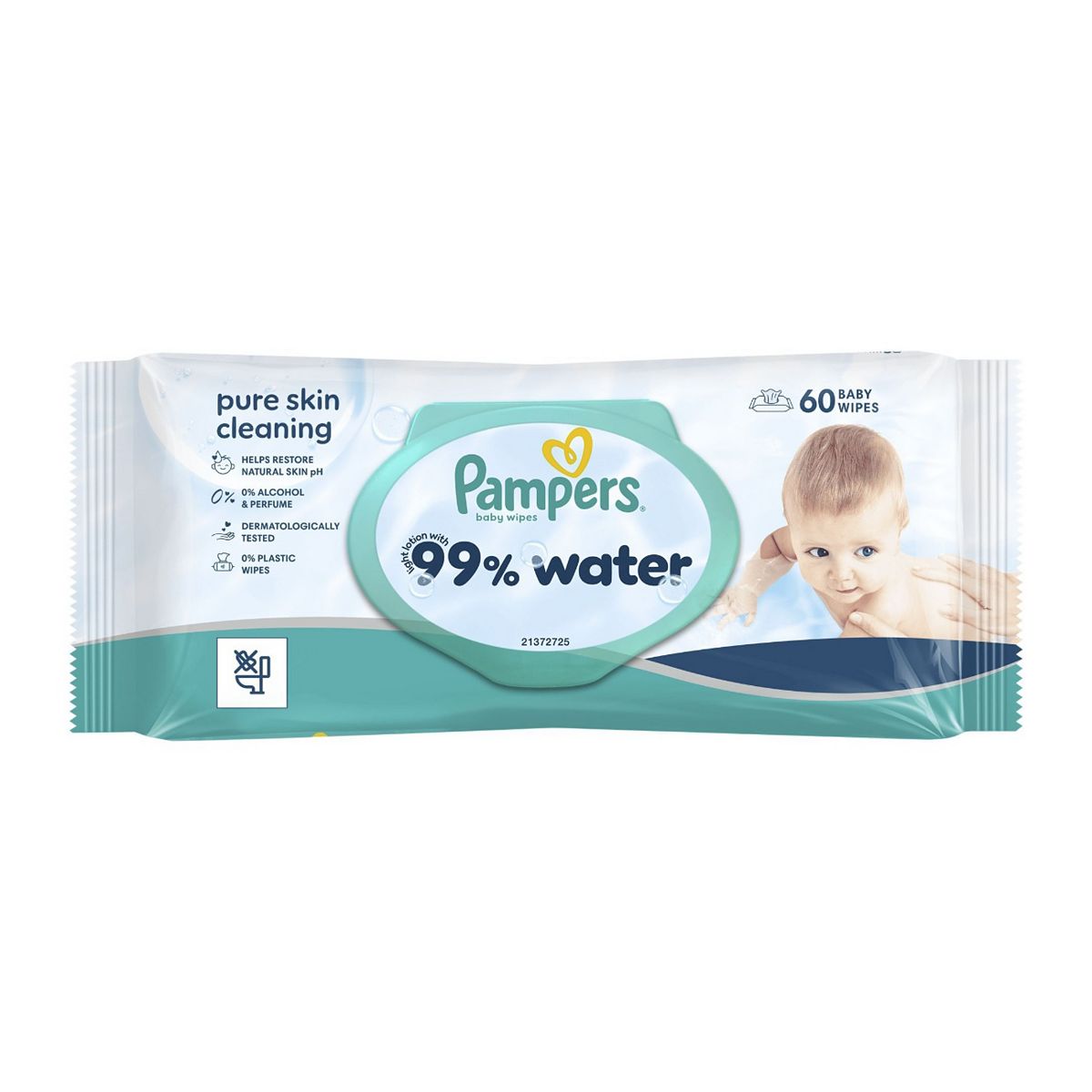 Pampers 99% Water Plastic Free Baby Wipes 1 Pack Of 60