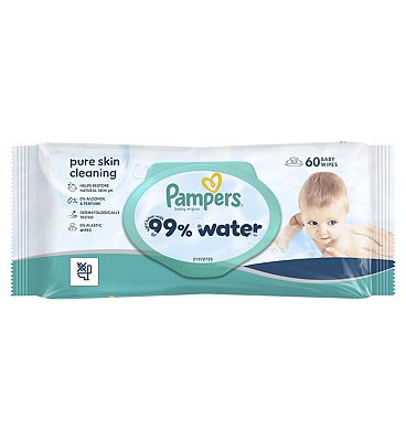 99% Water Plastic Free Baby Wipes 1 Pack of 60 Wipes