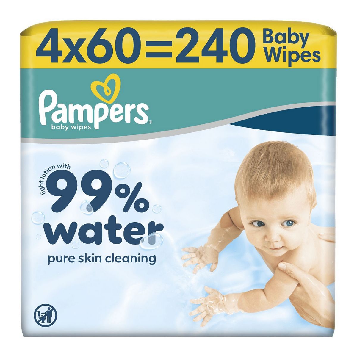 Pampers 99 Percent Water Plastic Free Baby Wipes 4 Packs Of 60