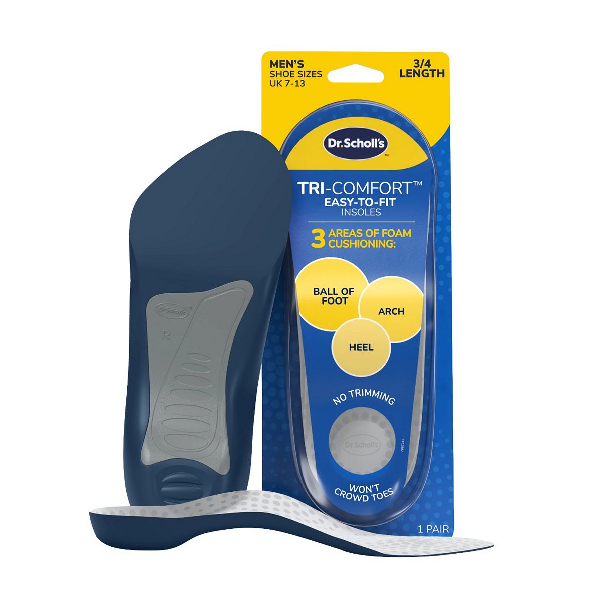 Scholl Dr. 'S Tri-Comfort 3/4 Length Insoles - Men's