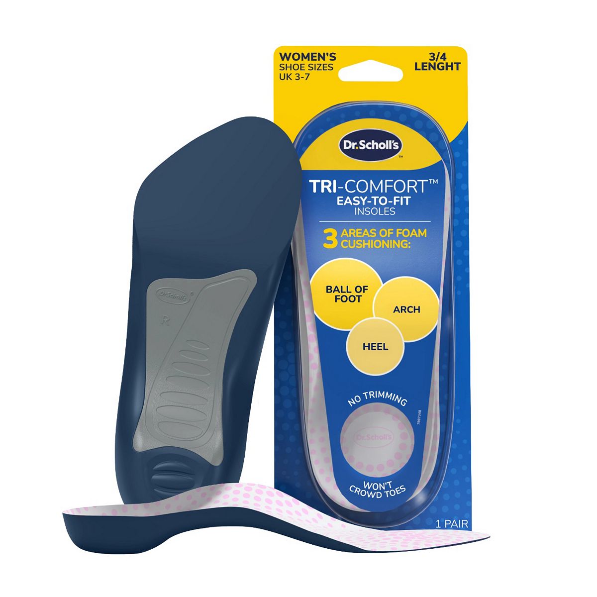 Scholl Dr. 'S Tri-Comfort 3/4 Length Insoles - Women's