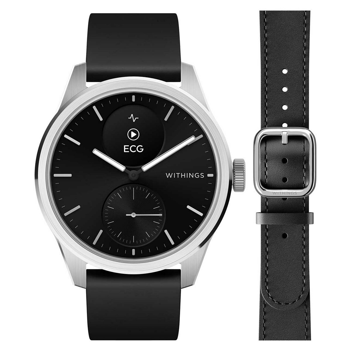 Withings Bundle Scanwatch 2 - 42Mm Black Leather Wristband