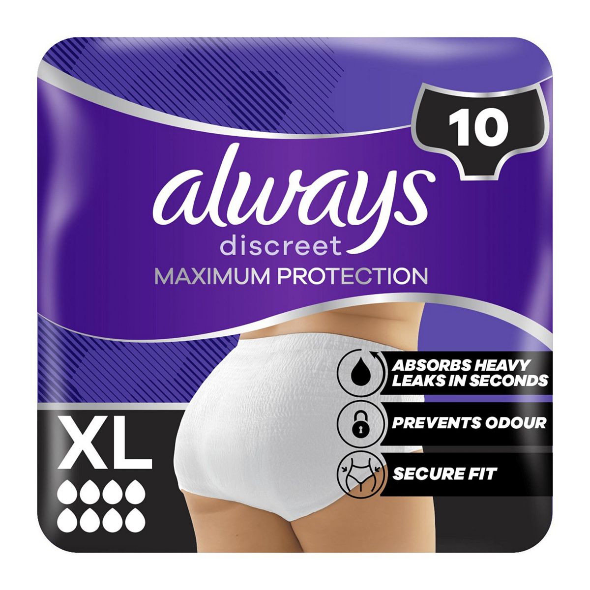 Always Discreet Incontinence Pants Maximum Protection Xl X10