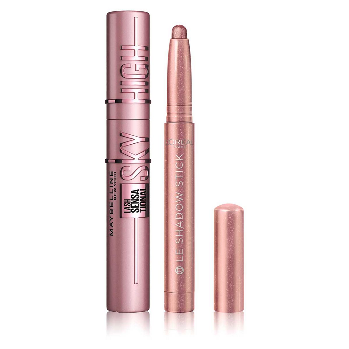 Maybelline Sky High Mascara Black & L'oreal Paris Shadow Stick Mauve Duo Bundle