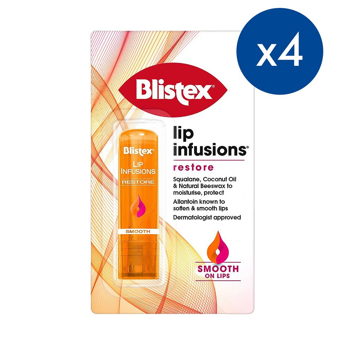Blistex Lip Infusions Restore Balms X4 Bundle