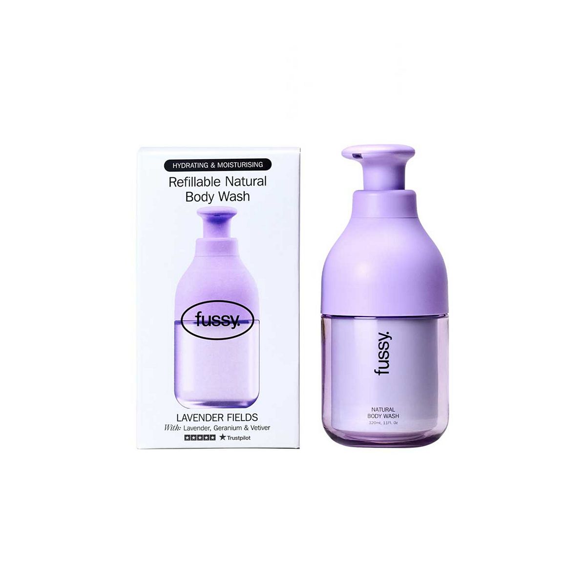 Fussy Refillable Natural Body Wash Lavender Fields 320ml