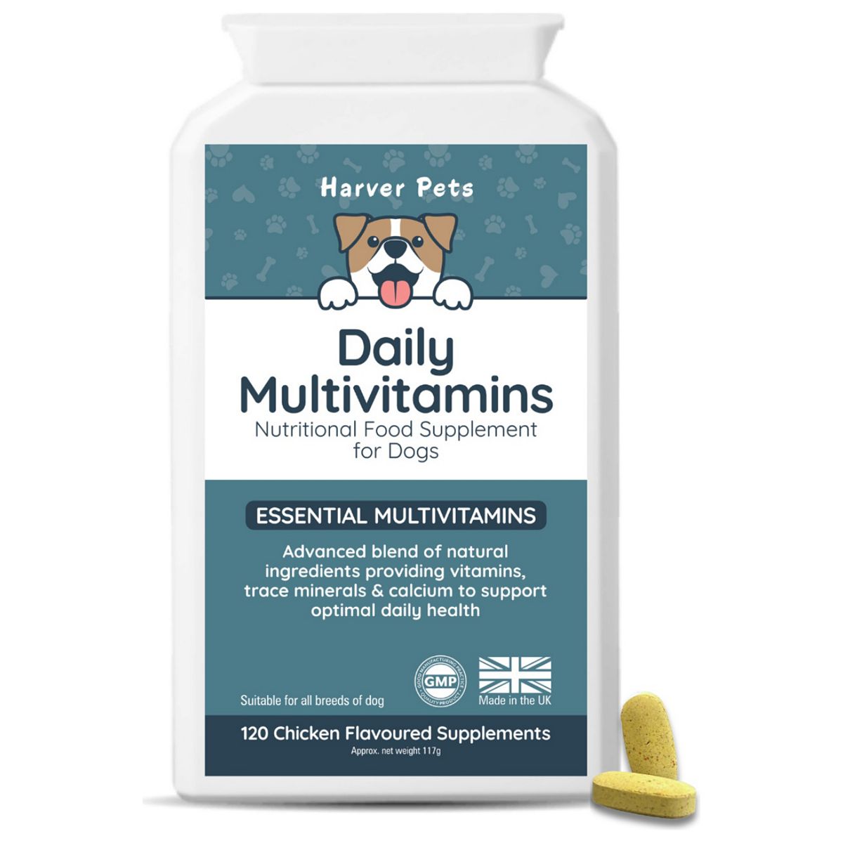 Harver Pets Daily Multivitamin Supplement For Dogs Chicken Flavoured 120 Tablets