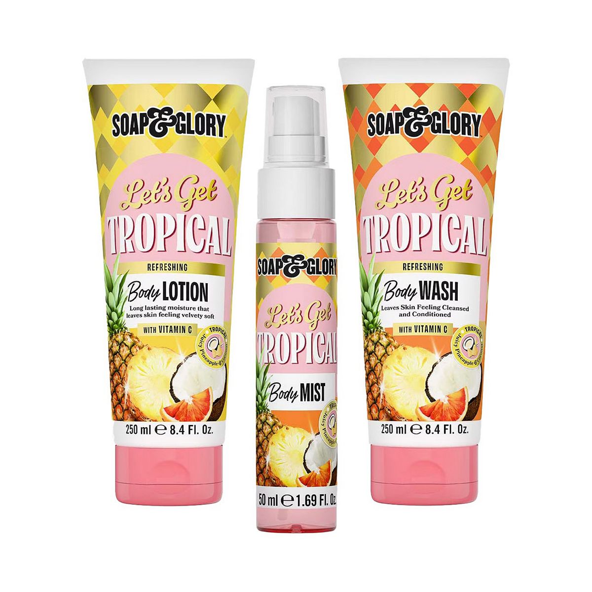 Soap & Glory Let's Get Tropical Wash, Lotion & Spritz Trio