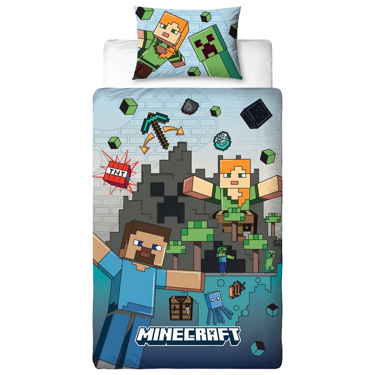 Minecraft Levels Single Panel Duvet