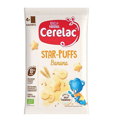 Cerelac Banana Star-Puffs Baby Food Snack 8 Plus Months 4x7g