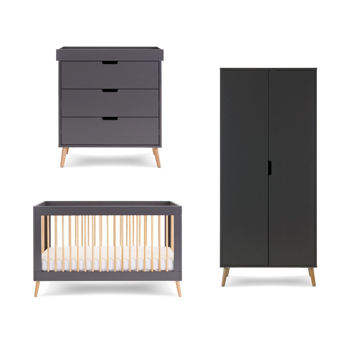 Obaby Maya 3 Piece Room Set - Slate With Natural