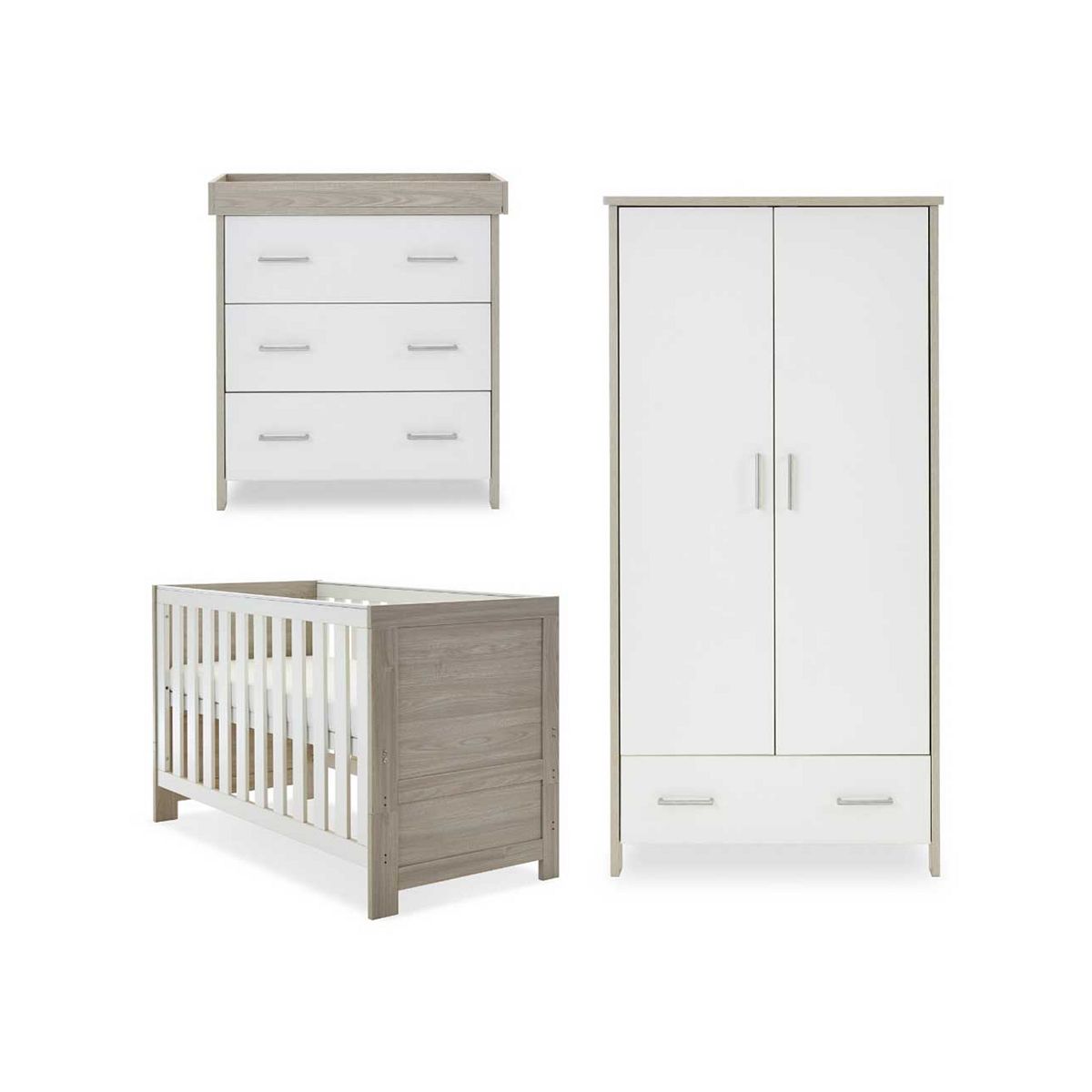 Obaby Nika 3 Piece Room Set Grey Wash White