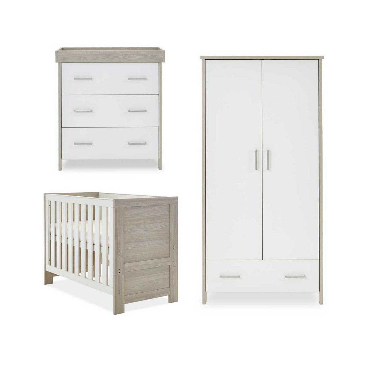 Obaby Nika Mini 3 Piece Room Set - Grey Wash & White
