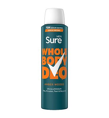 Sure Men Amber Woods 72Hr Whole Body Deodorant Spray, 150ml