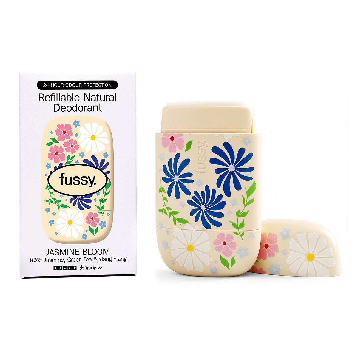 Fussy Refillable Natural Deodorant Jasmine Bloom 40g