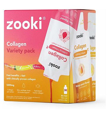 Click to view product details and reviews for Zooki Marine Collagen 5 000mg Variety Pack 30x15ml Liquid Sachets.
