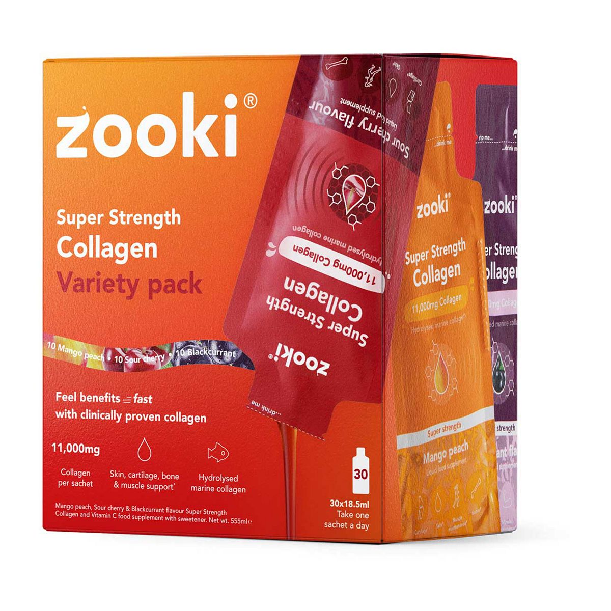 Zooki Marine Collagen Liquid Sachets - 11,000Mg - Variety Pack