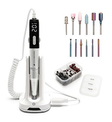 Rio Salon Pro Electric Nail File And Drill With Ceramic & Tungsten Nail Drill Bit Set