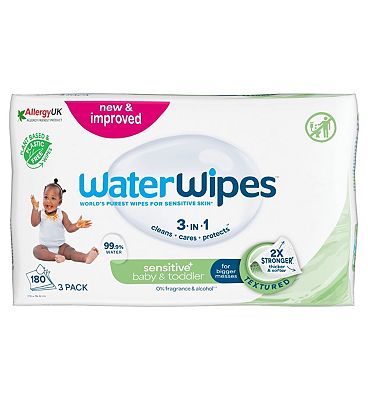 WaterWipes Sensitive & Newborn Baby Wipes (60 Wipes) (3)