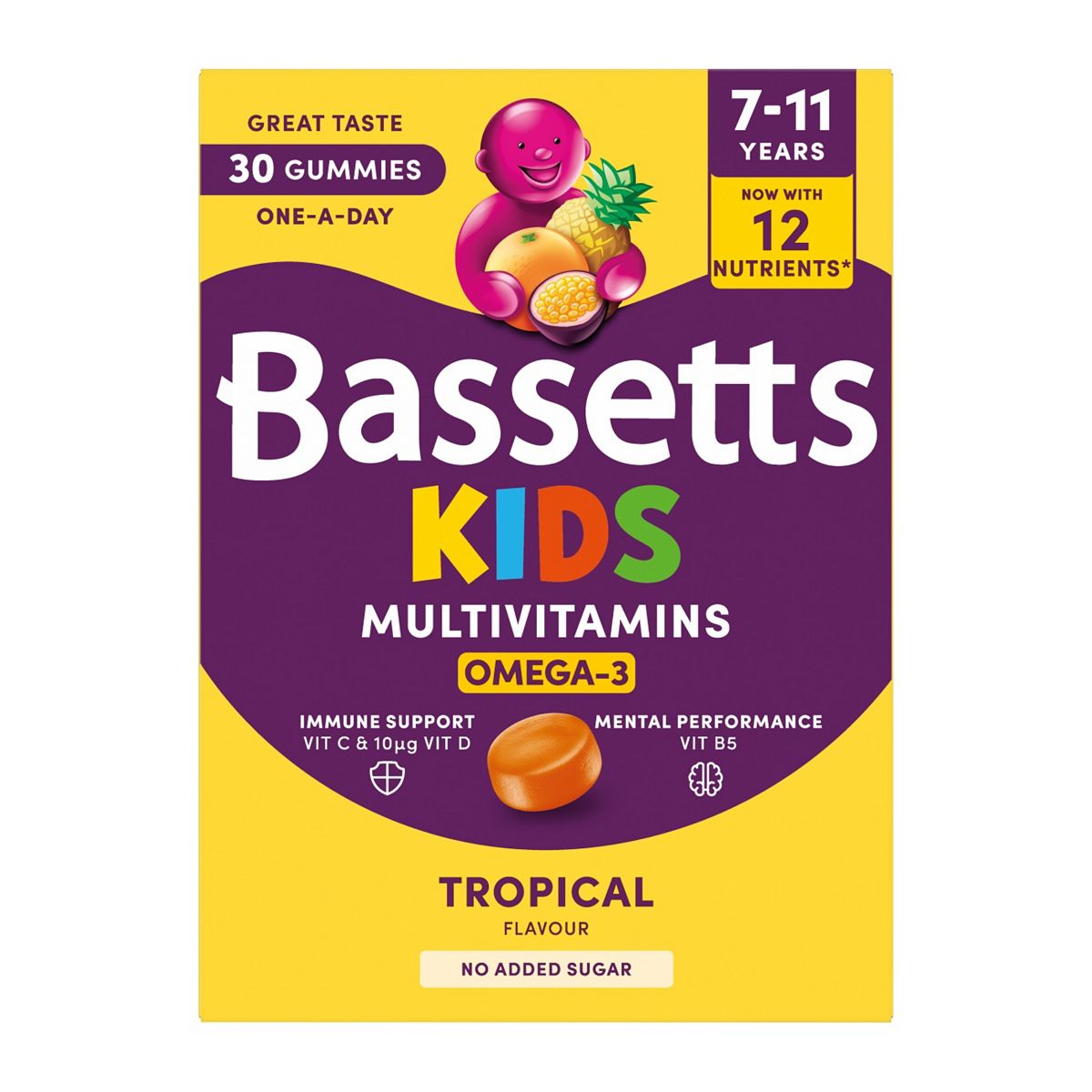 Bassett's Kids Multivitamins 7-11 Years Tropical Flavour 30 Gummies