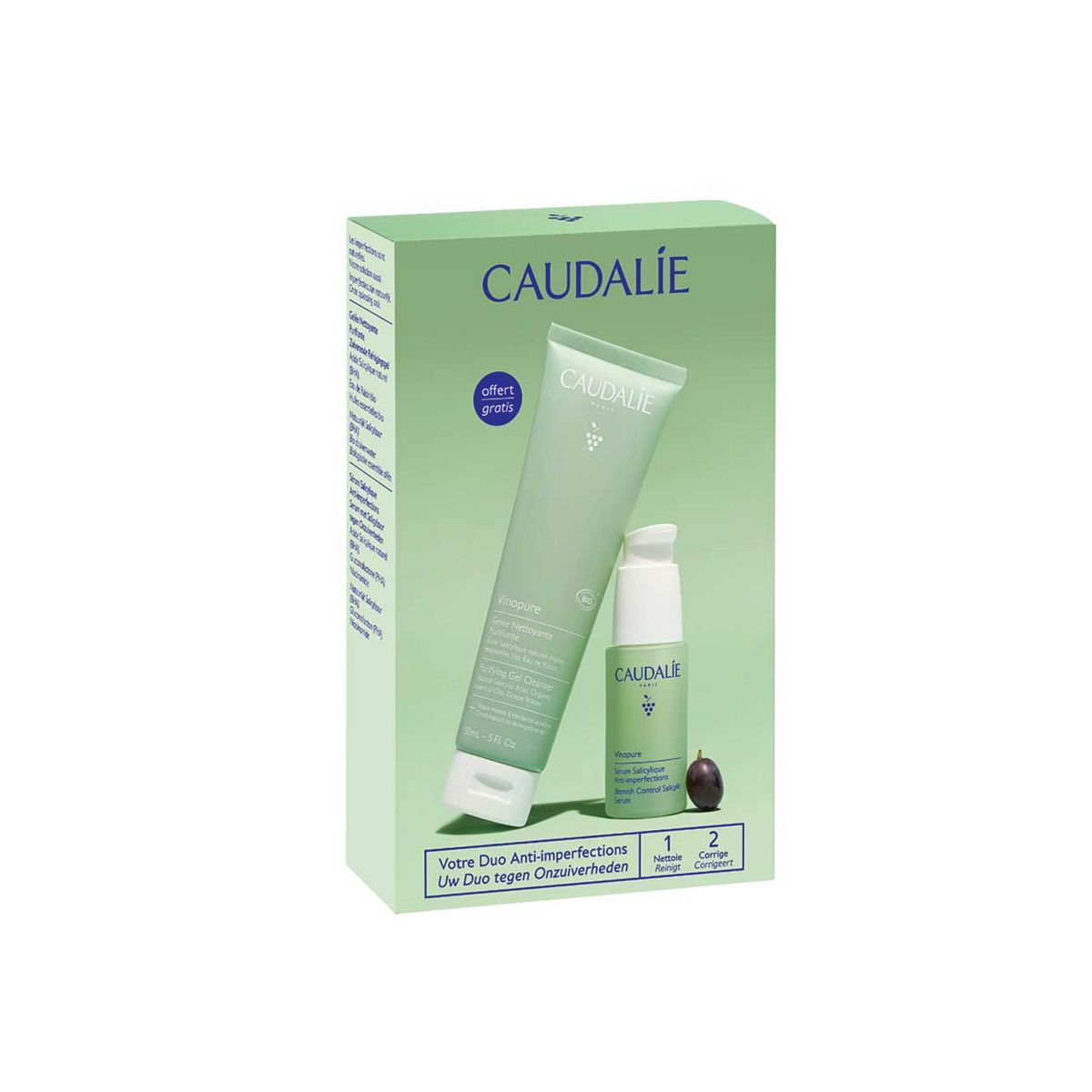 Caudalie Vinopure Serum And Gel Cleanser Set