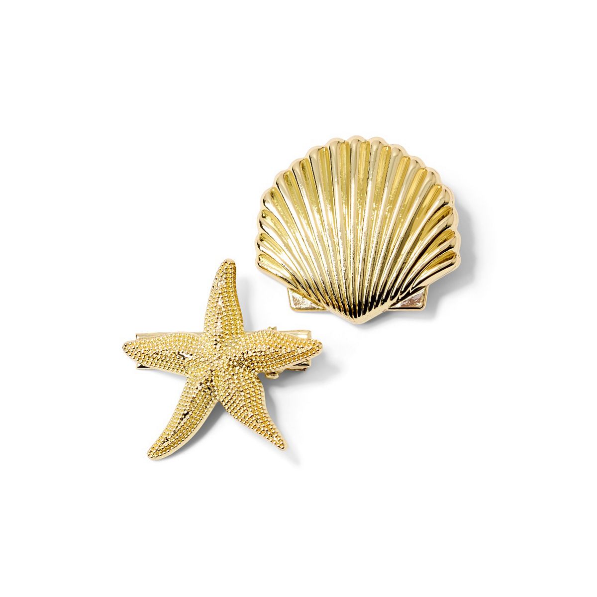   Gold Shell And Star Fish Hair Grips 2S