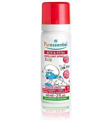 Puressentiel Insect Repellent Spray For Kids Smurfs - Deet Free & From 6 Months+, 60ml