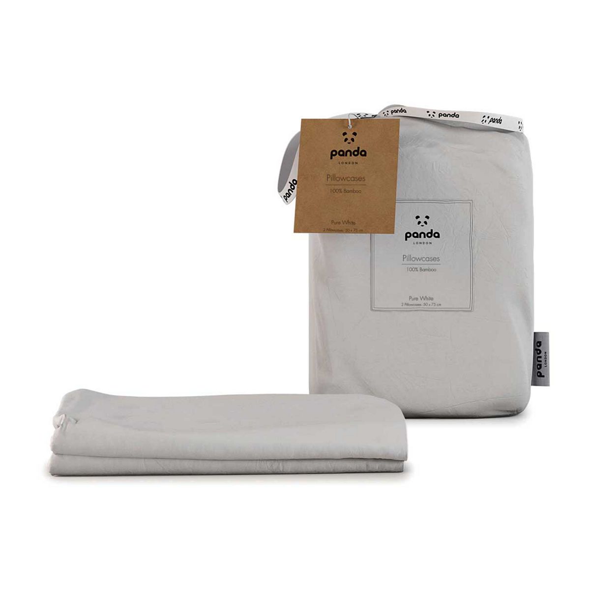 Panda 100% Bamboo Pillowcases - Pure White Pair