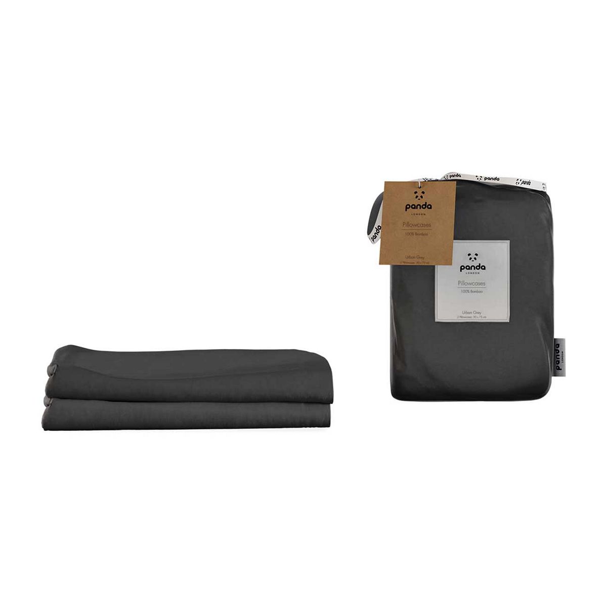 Panda 100% Bamboo Pillowcases - Urban Grey Pair