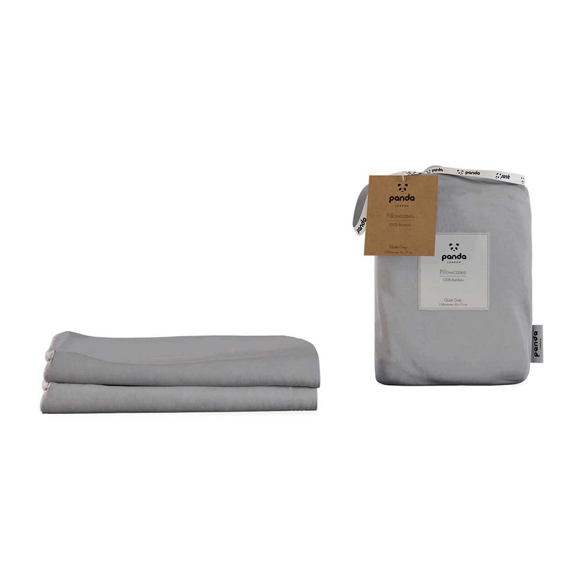 Panda 100% Bamboo Pillowcases - Quiet Grey Pair