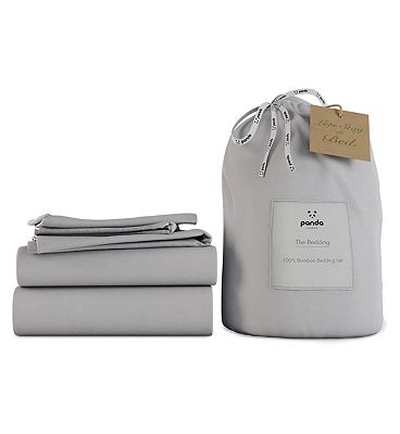 Panda 100% Bamboo Bedding Set - Quiet Grey Single