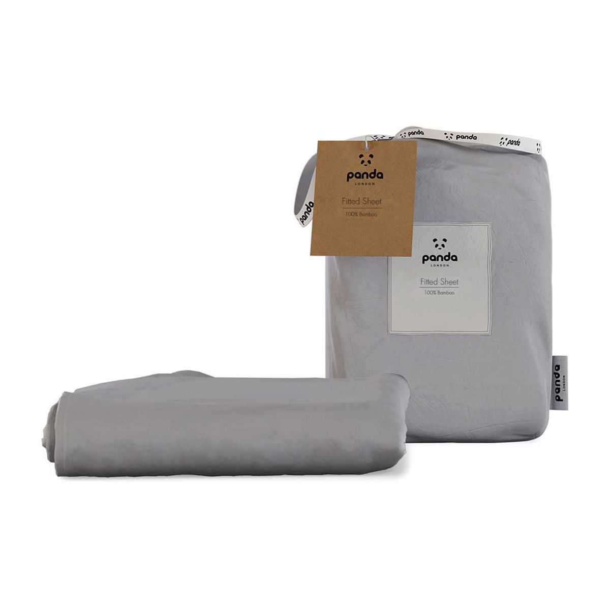 Panda 100% Bamboo Fitted Sheet - Quiet Grey Super King