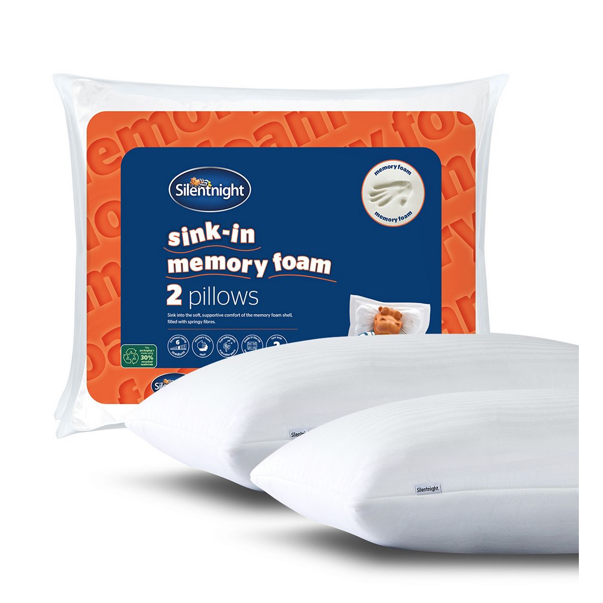 Silentnight Sink-In Memory Foam Shell Pillow Pair