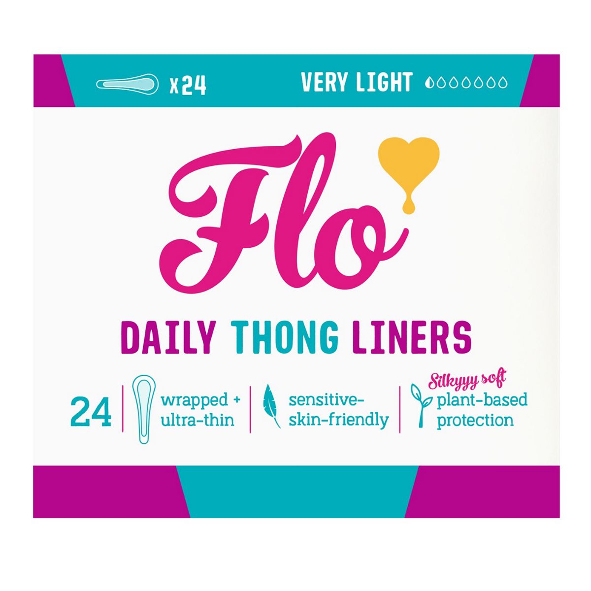 Flo Bamboo Thong Panty Liners Wrapped + Ultra Thin 24
