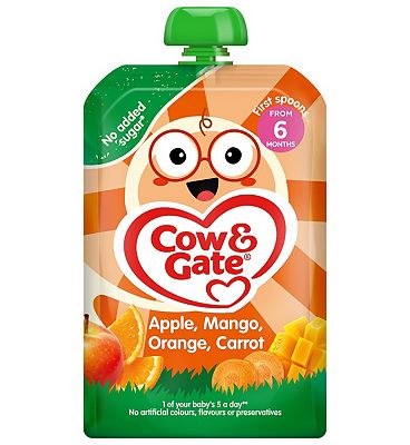 Cow & Gate Fruit Pouch Banana Apple Strawberry & Kiwi Baby Food 6 Plus Months (2)