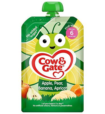 Cow & Gate Fruit Pouch Banana Apple Strawberry & Kiwi Baby Food 6 Plus Months (3)