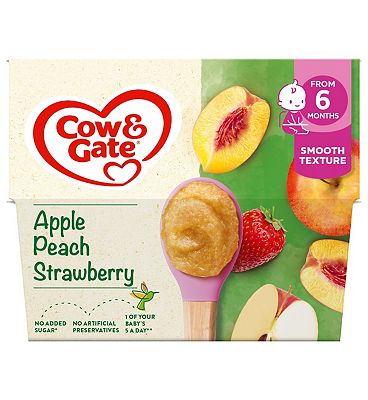 Cow & Gate Fruit Pouch Banana Apple Strawberry & Kiwi Baby Food 6 Plus Months (6)
