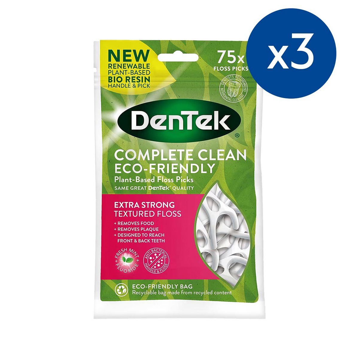 Dentek Y Floss Picks 75Ct X3 Bundle