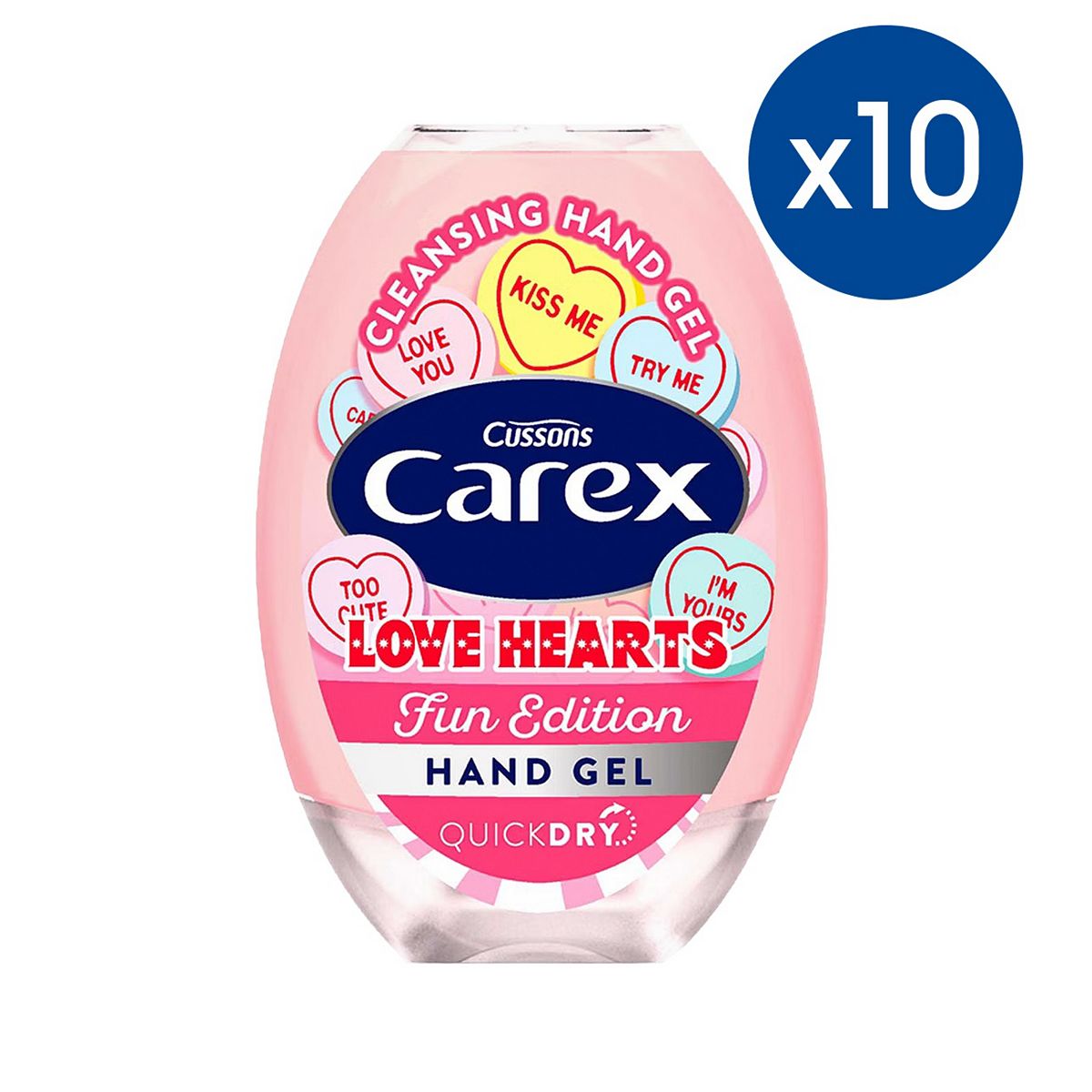 Carex Hearts Hand Gel 50Ml Bundle X10