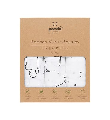 Panda Kids Bamboo Muslin Squares Freckles, 3 Pack