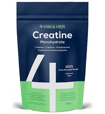 4HIM4HER 4Him&her Creatine Monohydrate Supplement, 100% Pure Micronized Powder 500Gs